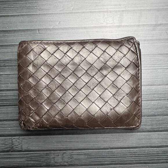 Bottega Veneta Intrecciato Brown Bi-Fold Wallet - Picture 1 of 11